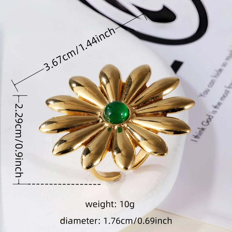 Vintage Gold Stainless Steel Flower Ring