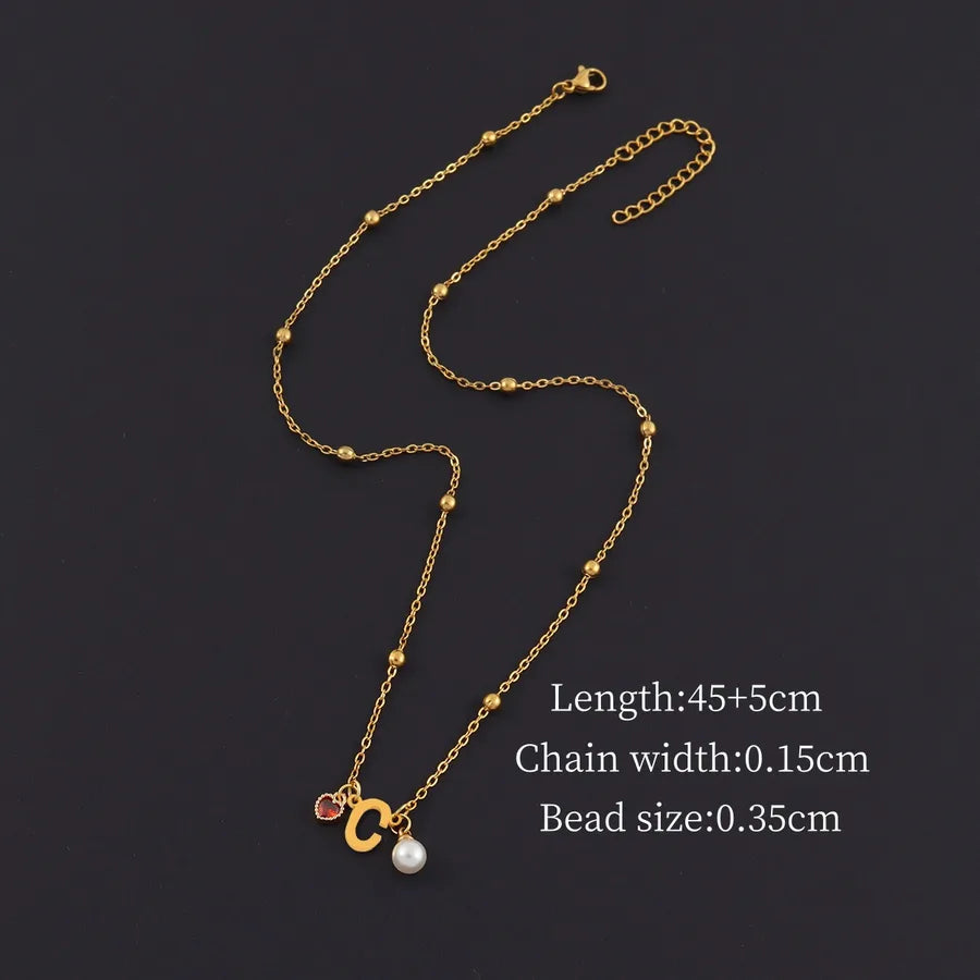 18K Gold Plated Heart & Letter Pendant Necklace Gold C