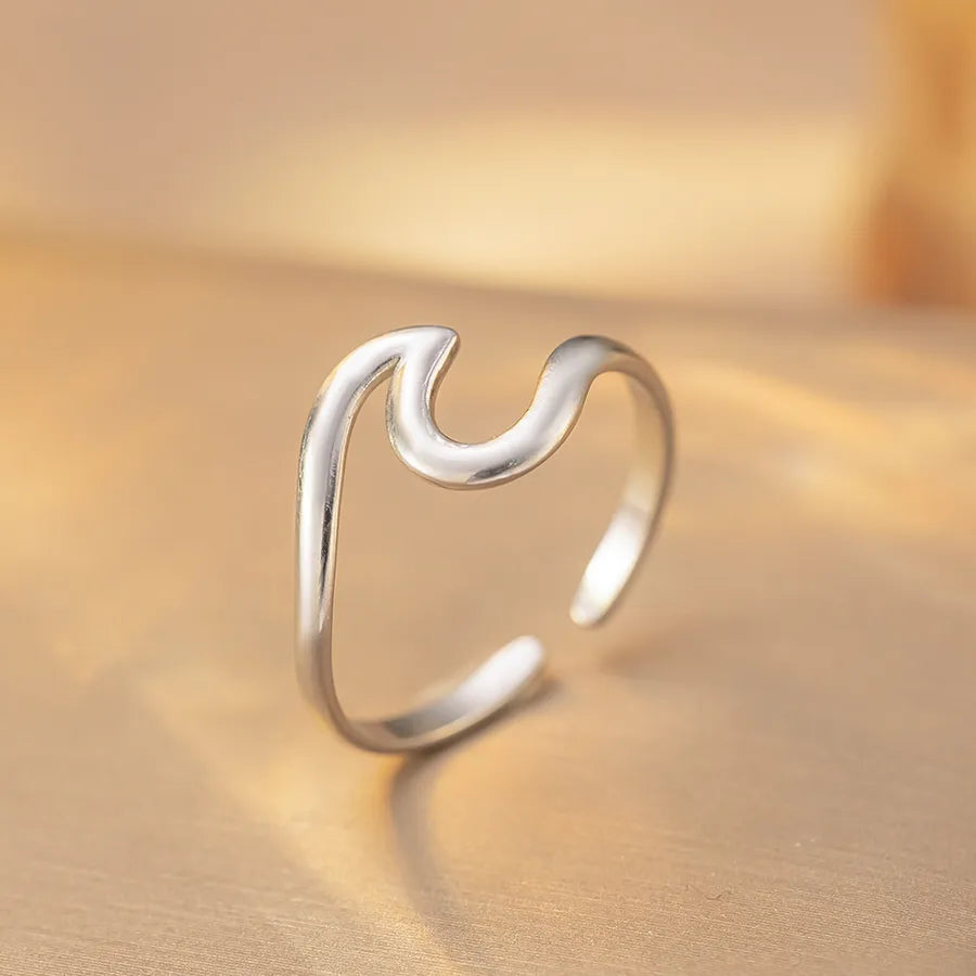 18K Gold Titanium Steel Geometric Open Ring K302 Steel Color Ring Open