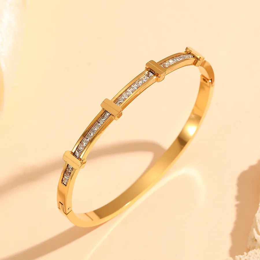 18K Gold PVD Geometric Stainless Steel Bangle