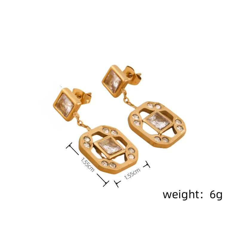 14K Gold Plated Purple Zircon Drop Earrings 0453-Jinbai