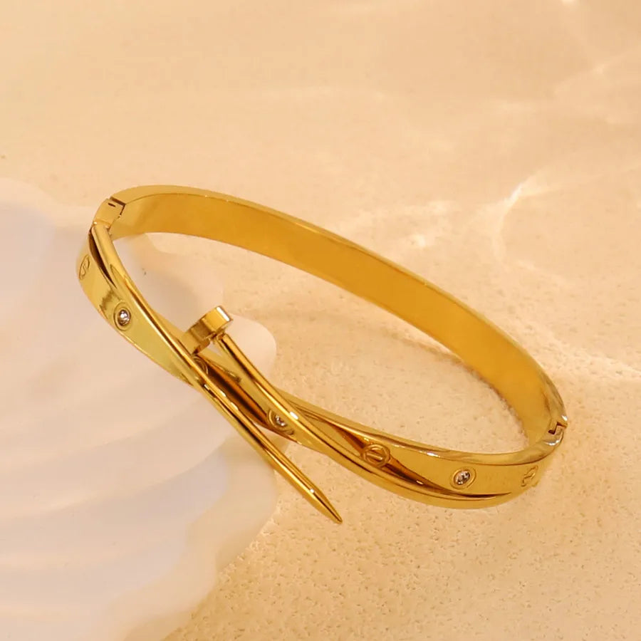 18K Gold Plated Star & Snake Stainless Steel Bracelet Average Size Gold Style 3