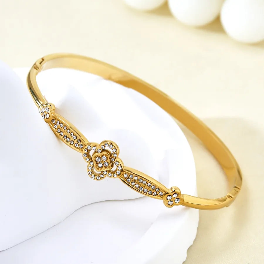 18K Gold Plated Four-Leaf Zircon Bracelet