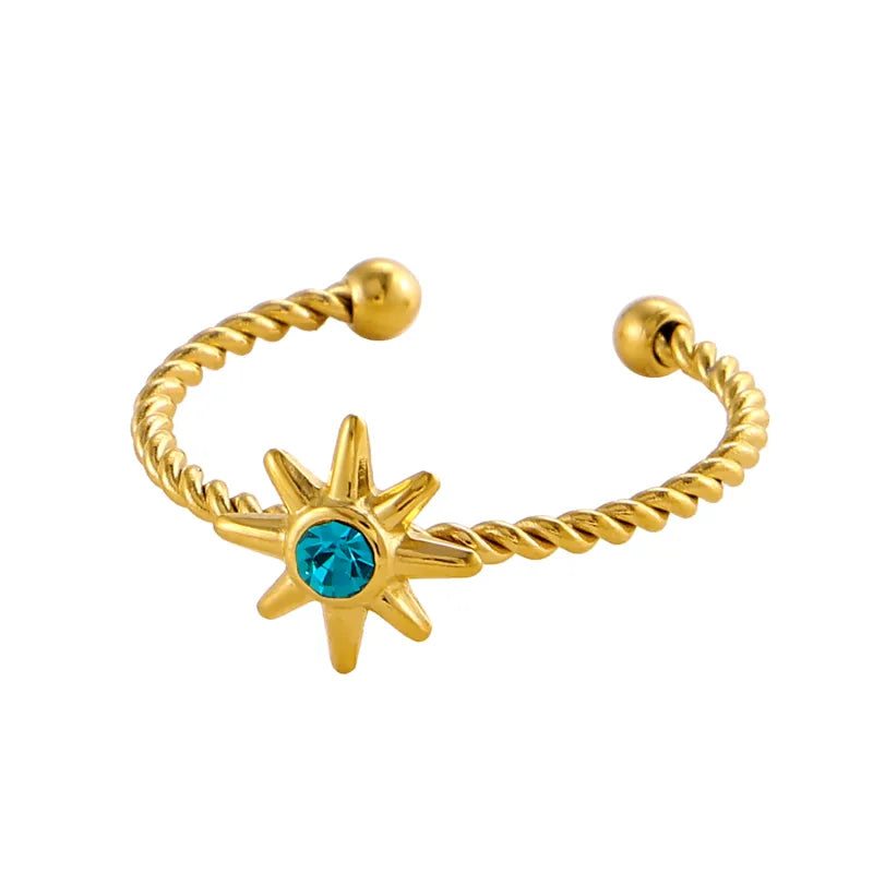 18K Gold Plated Titanium Steel Geometric Ring One Size BJ1162B4 9*9*1