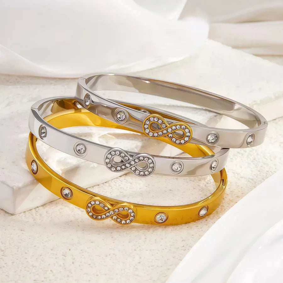 18K Gold Infinity Bracelet with Rhinestones