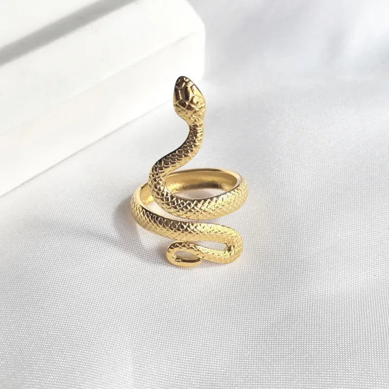 18K Gold Snake Open Ring – Stainless Steel Style 6