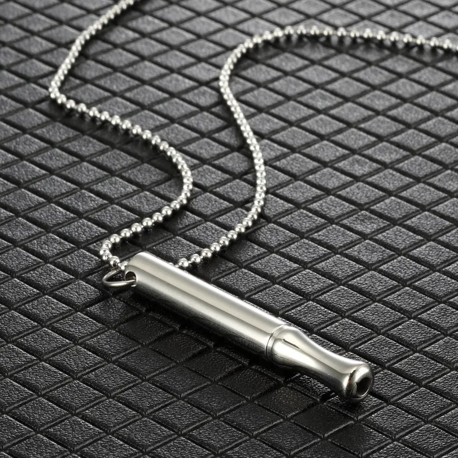 Titanium Steel Stress Relief Whistle Necklace Steel Color-ball Chain