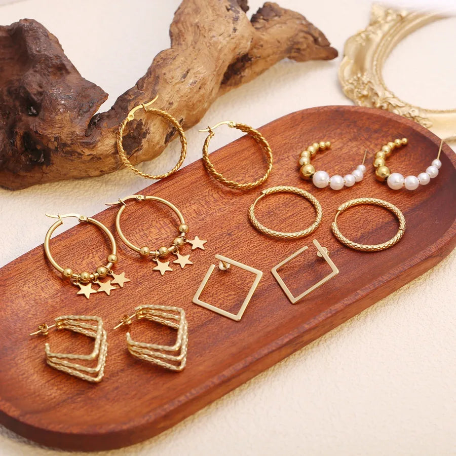 Minimalist Geometric Stainless Steel Hoop Earrings