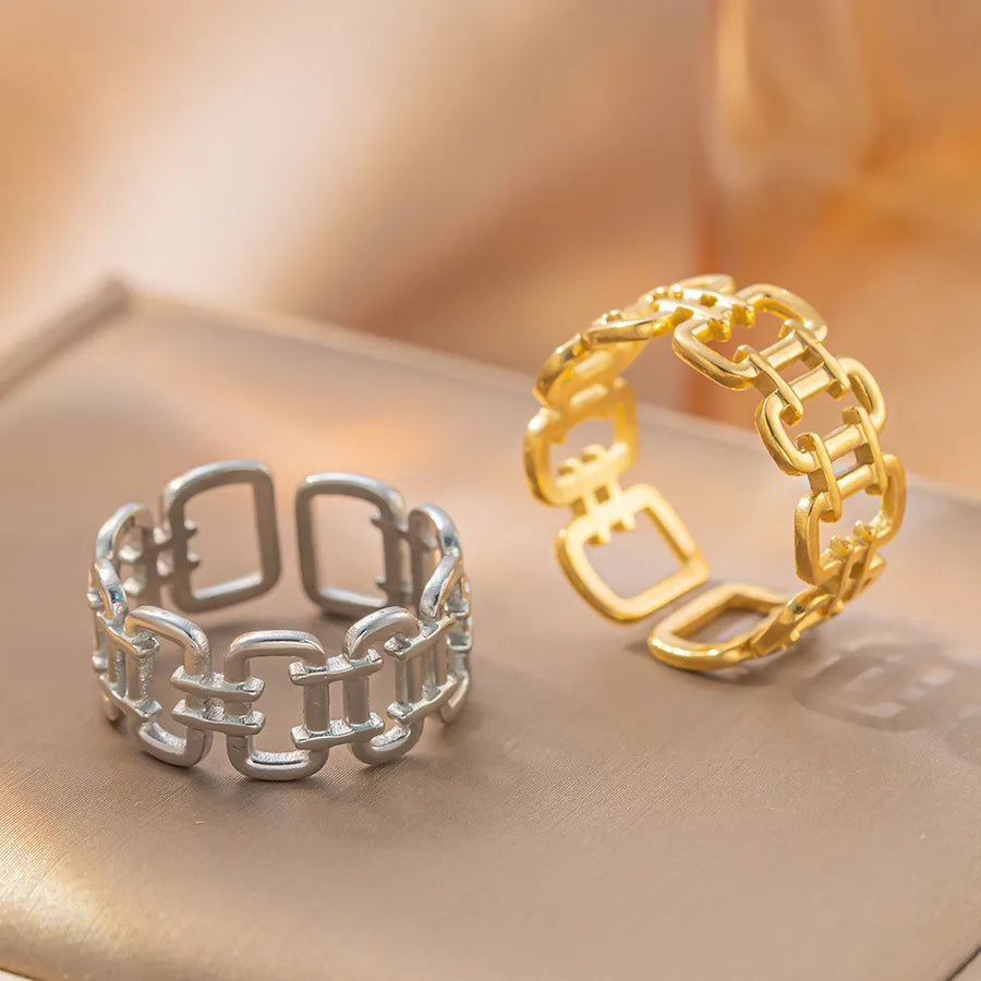 Gold Plated Geometric Titanium Steel Open Ring