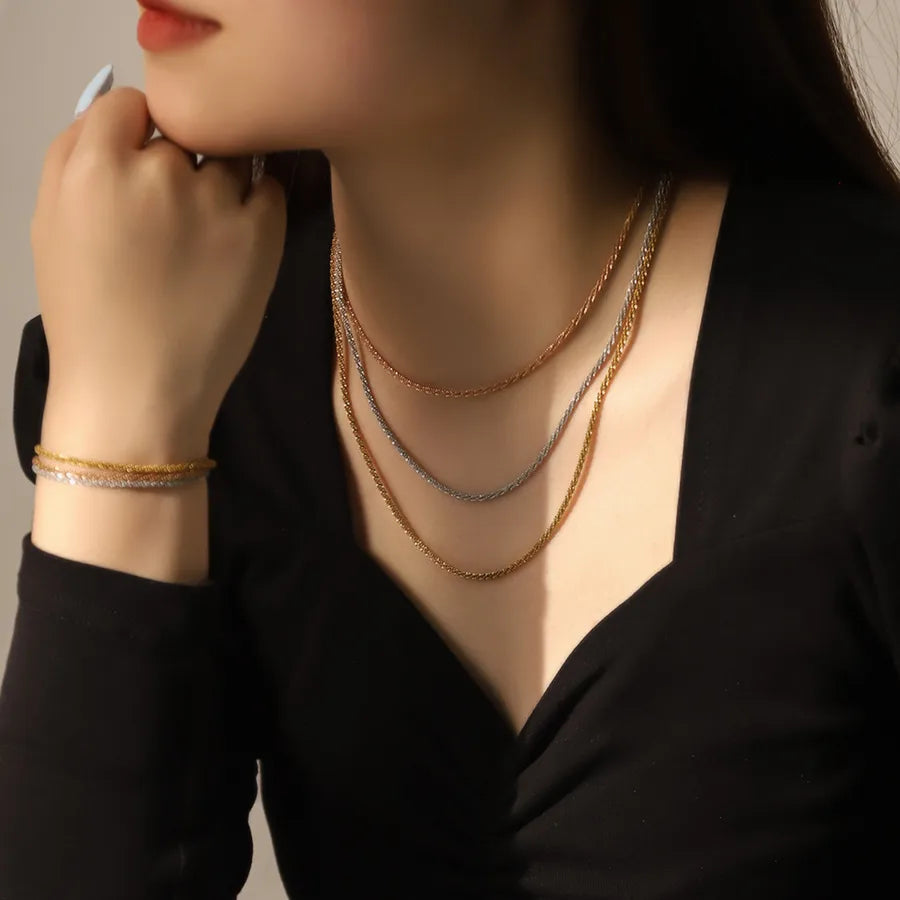 Gold Plated Titanium Steel Floral Necklace