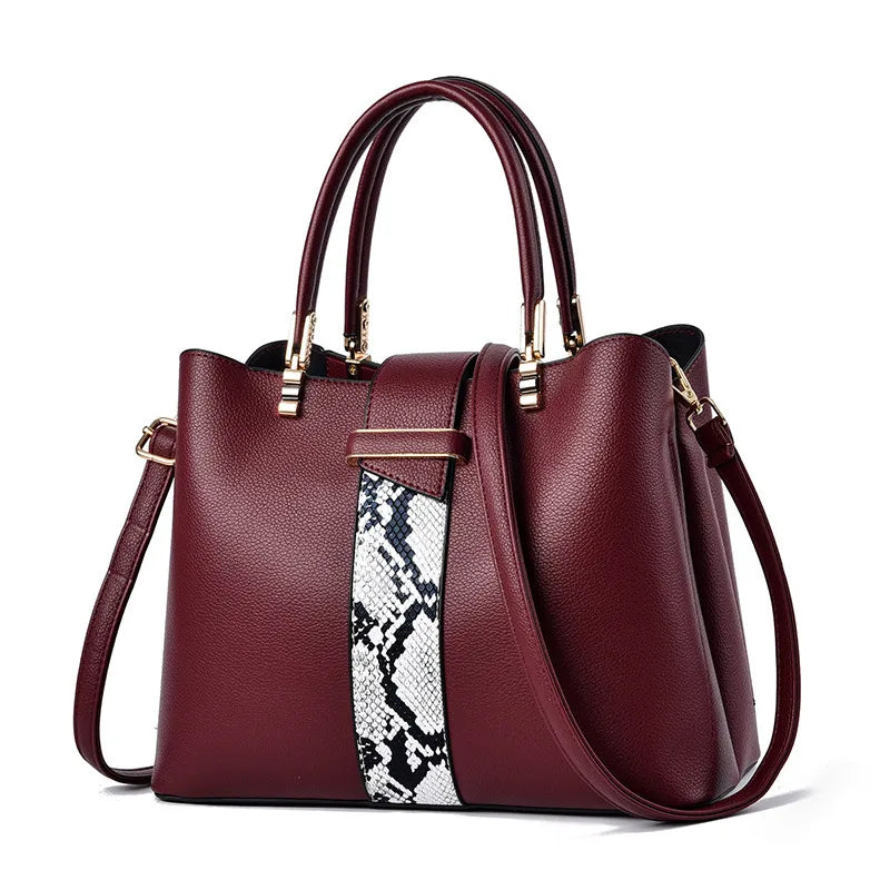 Large Capacity PU Leather Crossbody Handbag Wine red