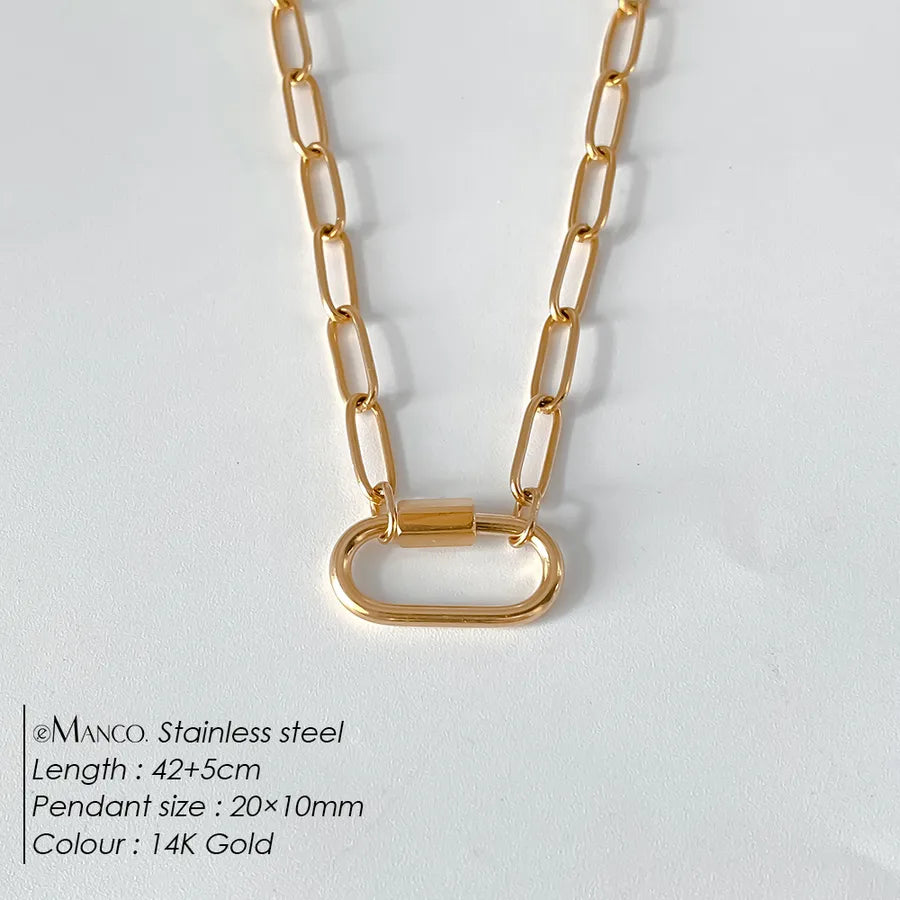 Geometric Pearl Stainless Steel Pendant Necklace XNL0057 Gold