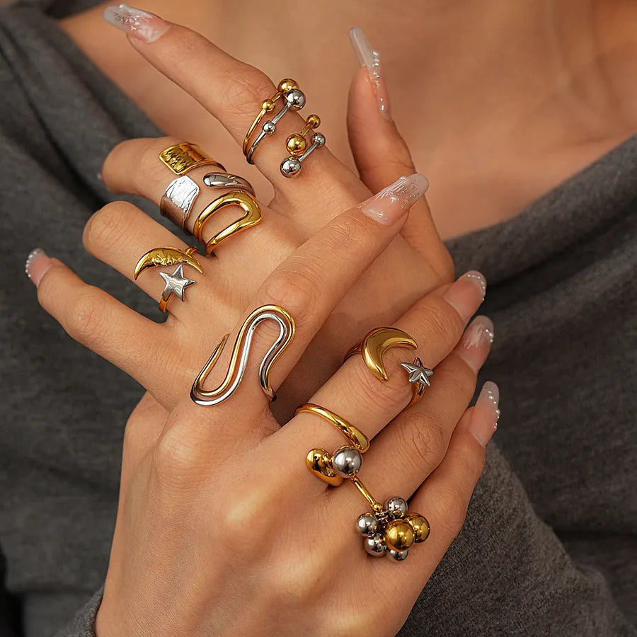 Stainless Steel Geometric Open Ring for Women