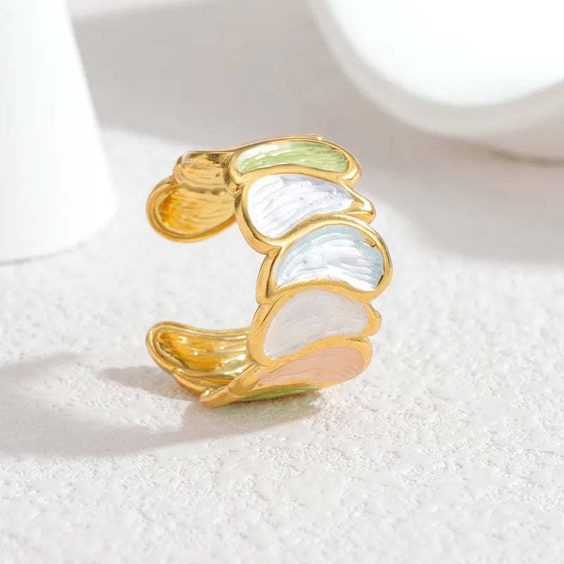 18K Gold Plated Enamel Stainless Steel Ring R876-Color