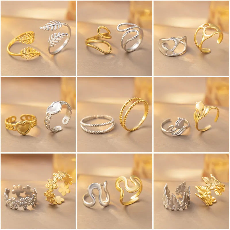 Geometric Titanium Steel Open Ring