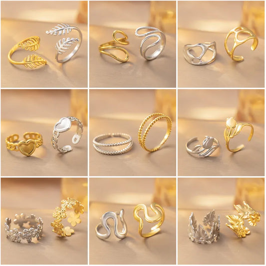 Geometric Titanium Steel Open Ring