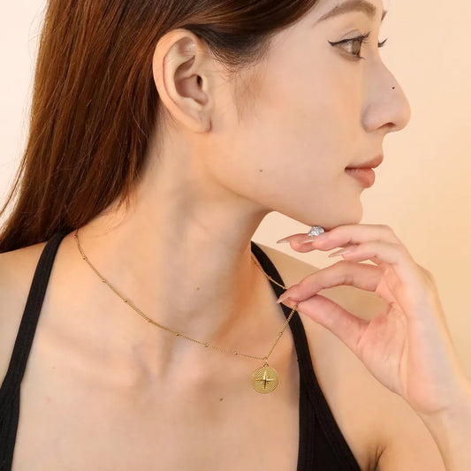 Stainless Steel Eight-Pointed Star Pendant Necklace