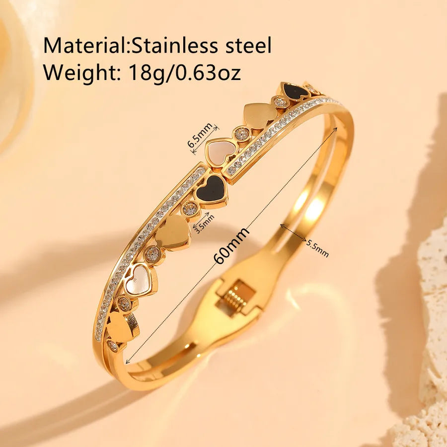 18K Gold Heart Bangle – Stainless Steel
