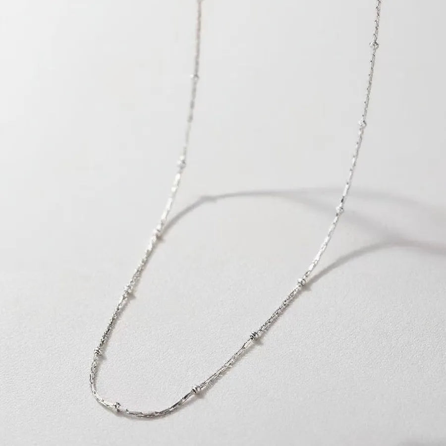 Women's Titanium Steel Box Chain Pendant Necklace 1mm Square Clip Bead Chain-Necklace-Steel Color