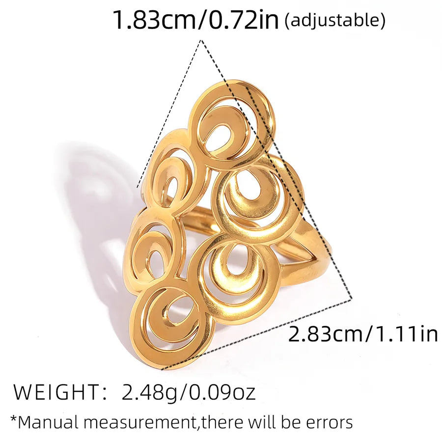 18K Gold Plated Boho Stainless Steel Ring adjustable Gold 1 Piece Geometric Line Opening Ring