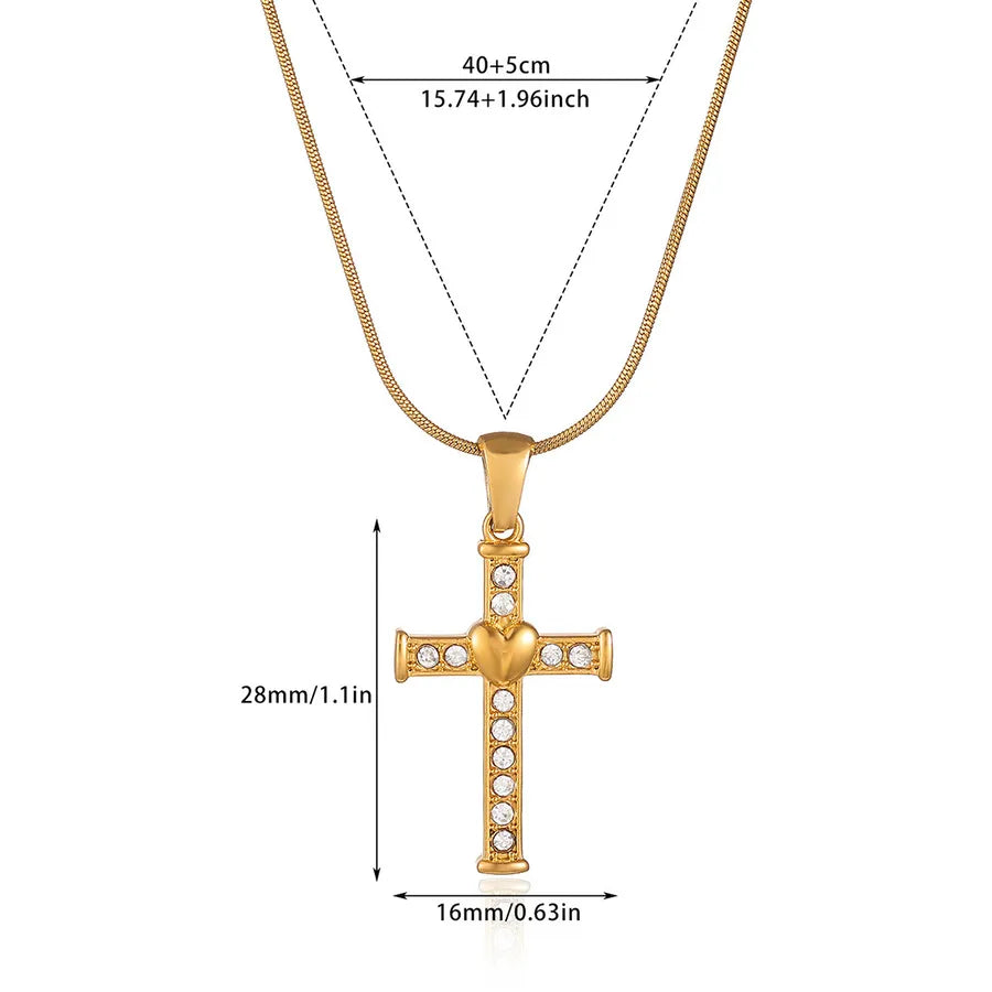 Gold Cross Pendant Necklace for Women 1 18k