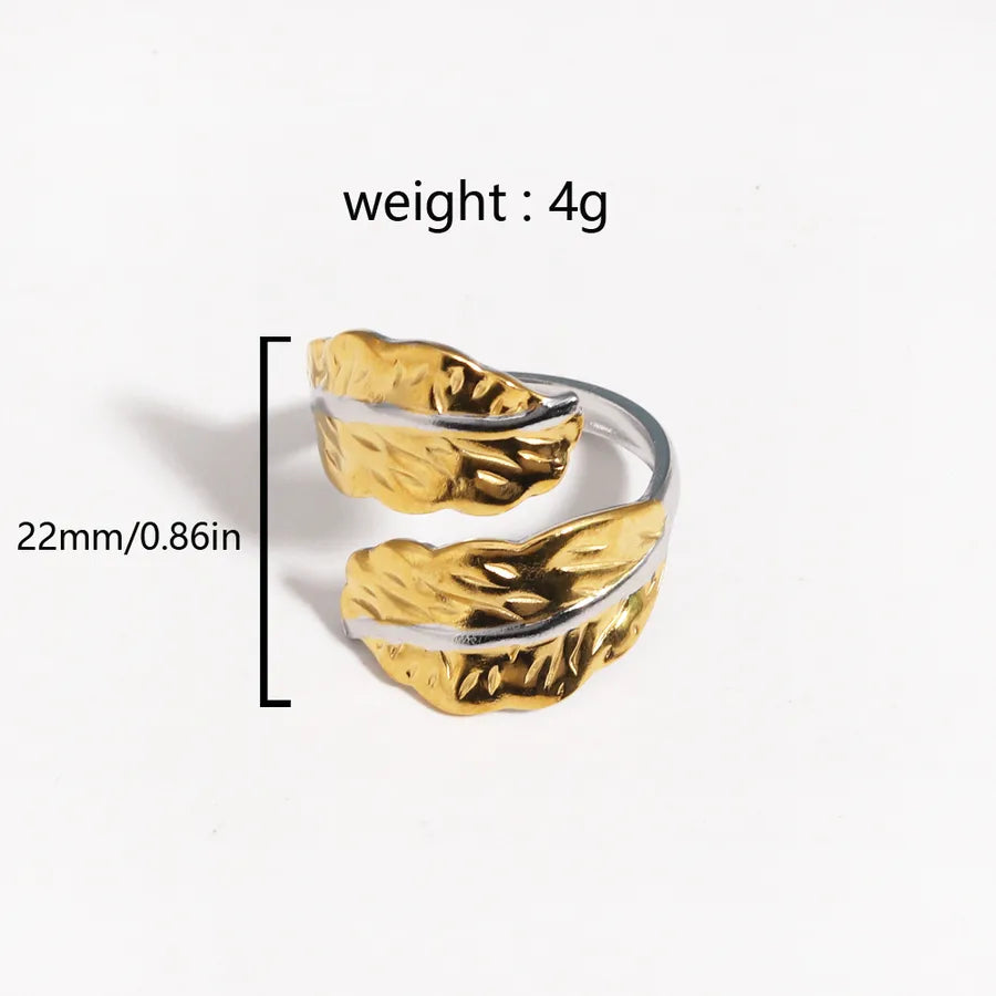 Unisex Adjustable Stainless Steel Leaf Ring