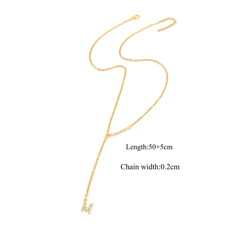 18K Gold Plated Letter Pendant Necklace Gold m
