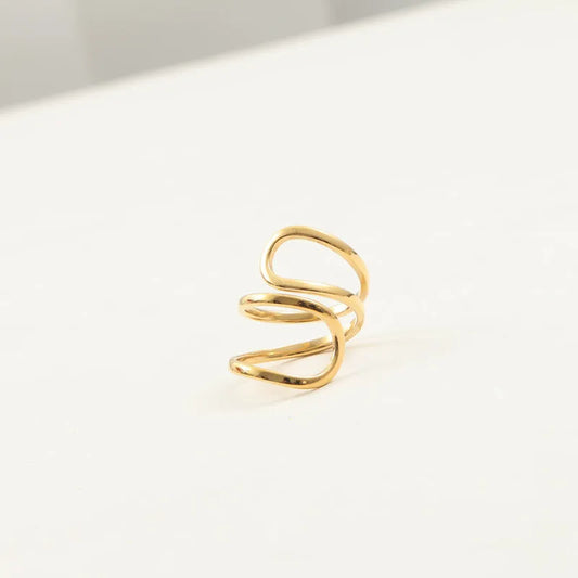 18K Gold Plated Geometric Open Ring for Women