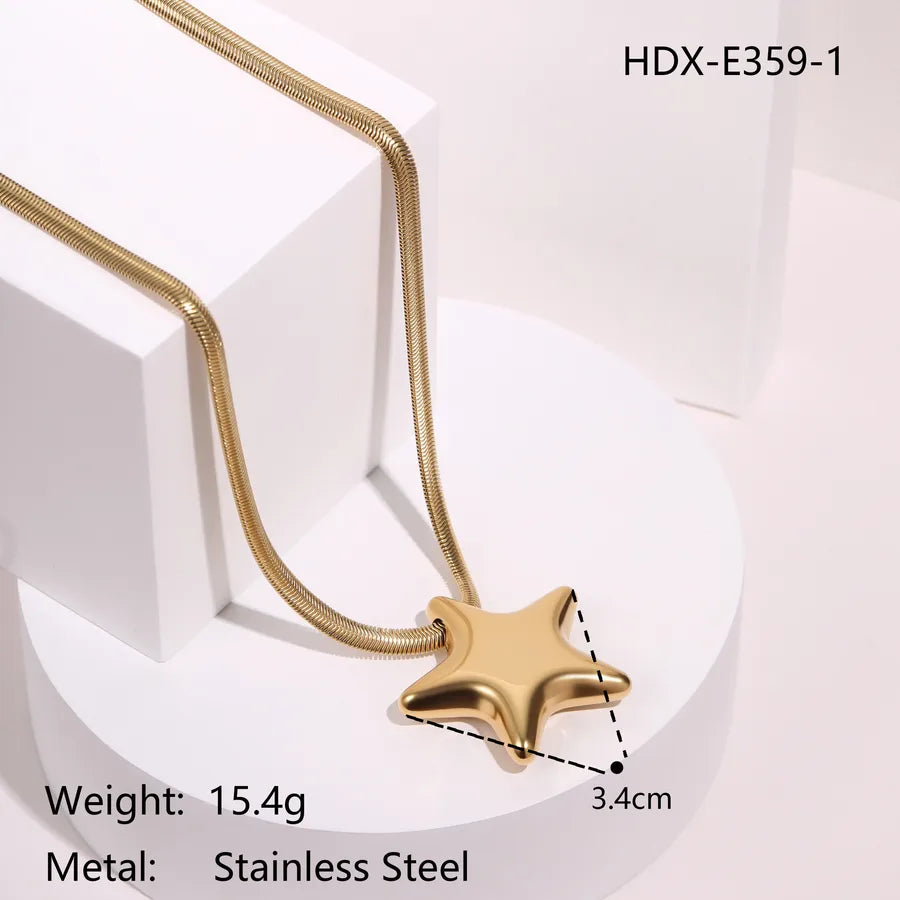 18K Gold Star Pendant Snake Chain Necklace HDX-E359-1