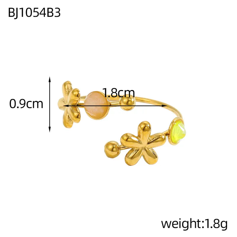 Gold Plated Flower Open Ring for Women One Size BJ1054B3 9*9*1