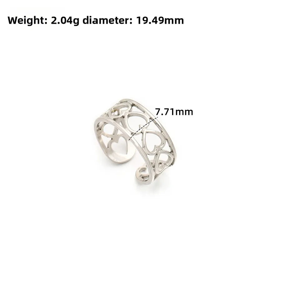 Gold Open Heart Stainless Steel Ring Adjustable Opening J291-Y Steel Color