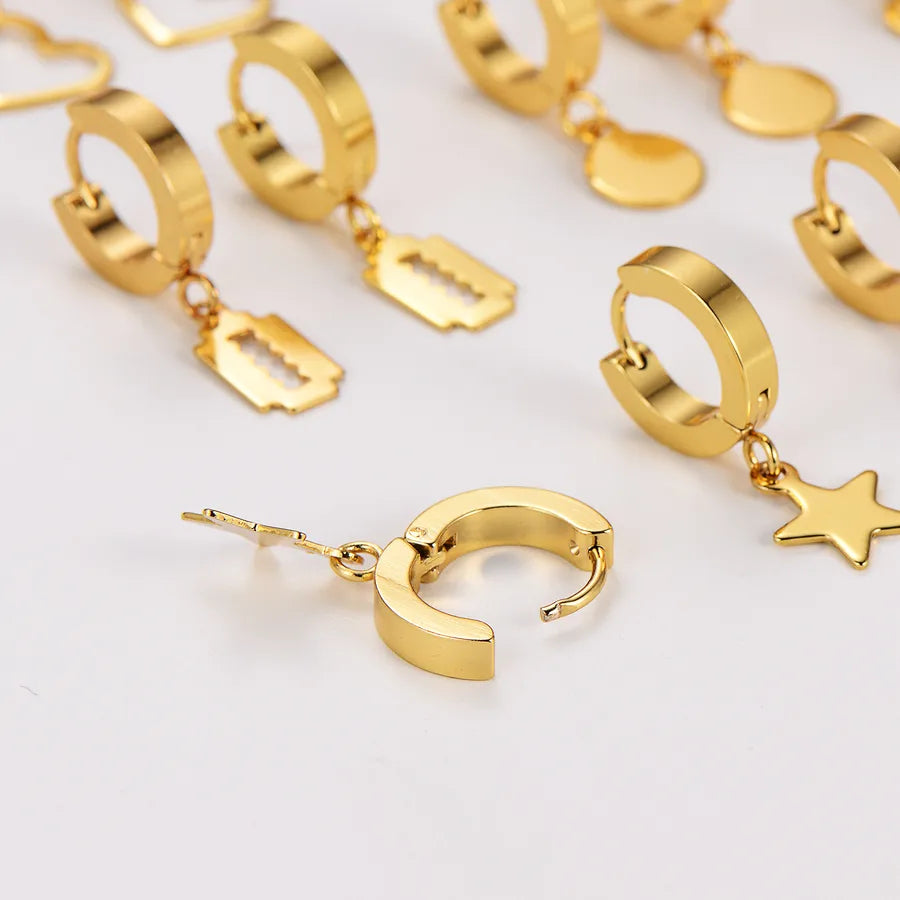 Gold Stainless Steel Star & Heart Ear Cuffs - 12 Pairs