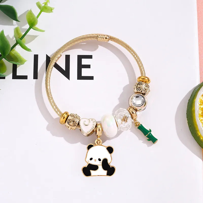 Cute Panda Charm Stainless Steel Bracelet #6