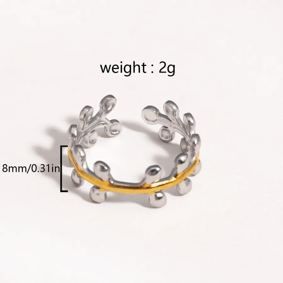 Unisex Adjustable Stainless Steel Leaf Ring Style 10