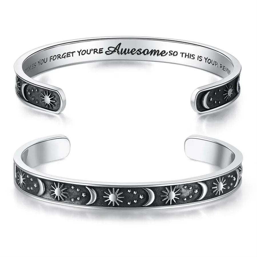 Retro Heart Stainless Steel Bangle 76-Sun & Moon - solidetimes You Forget