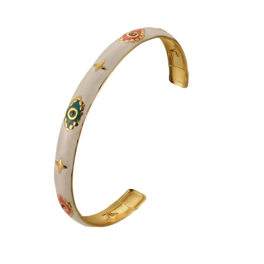 18K Gold Plated Emerald Bamboo Cuff Bracelet