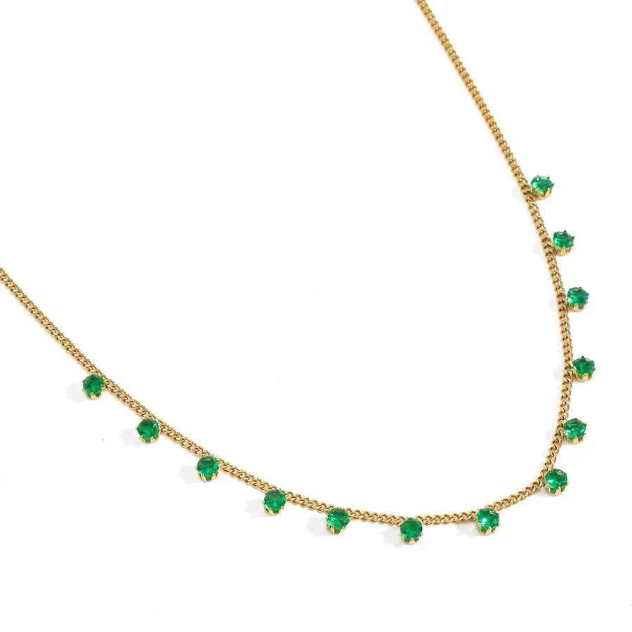18K Gold Plated Geometric Zircon Stainless Necklace