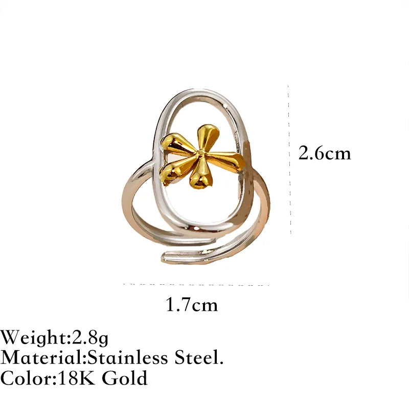 Gold & Silver Hollow Stainless Steel Ring