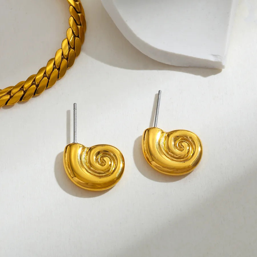 18K Gold Plated Snail Stud Earrings for Women