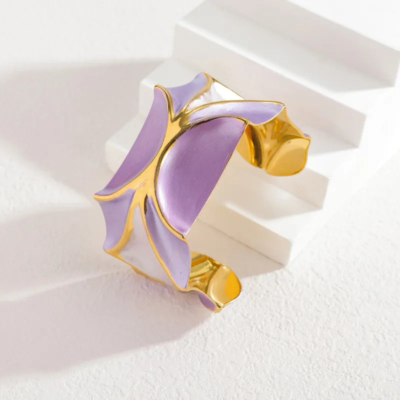 18K Gold Geometric Stainless Steel Bangle