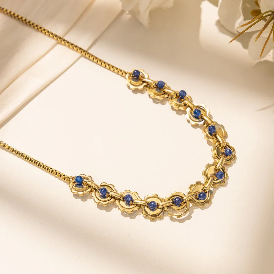 18K Gold PVD Coated Stainless Steel Necklace Average Size Multicolor X-09-68