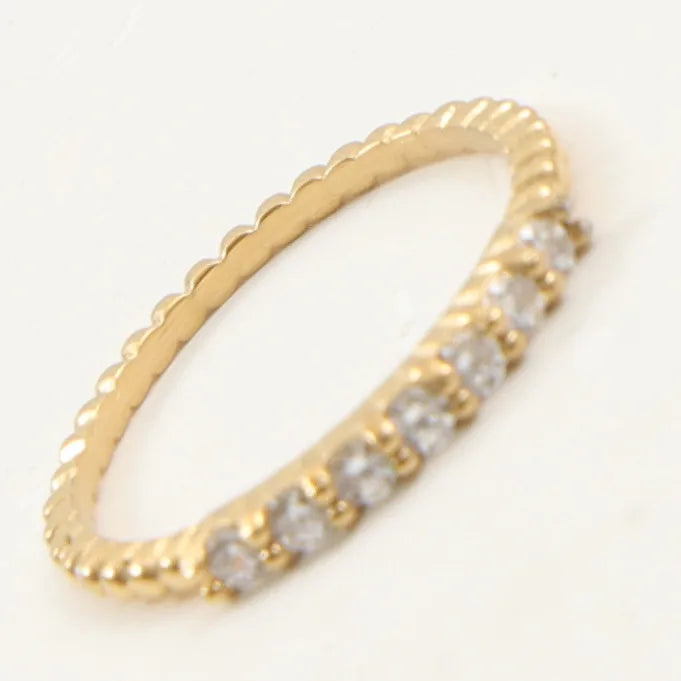 18K Gold Plated Zircon Titanium Steel Ring