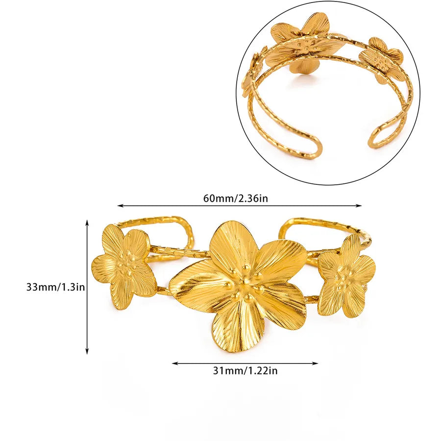 Sunflower Open Bangle in Stainless Steel G1071988