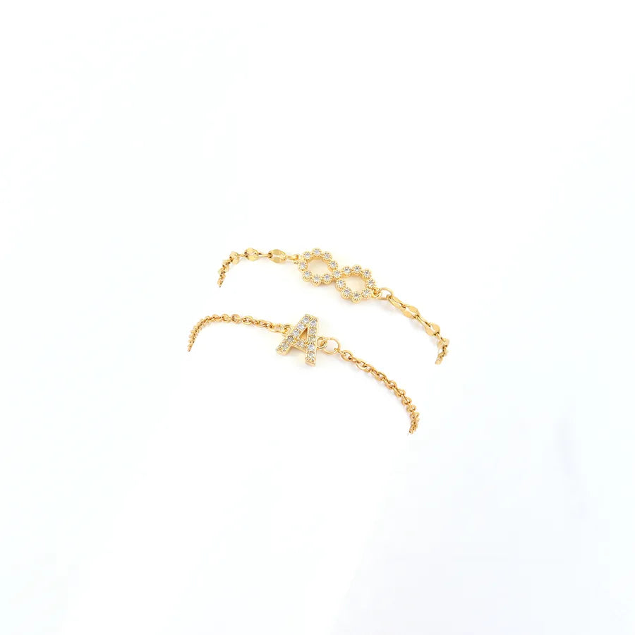 Gold Infinity & Letter Chain Bracelet Set