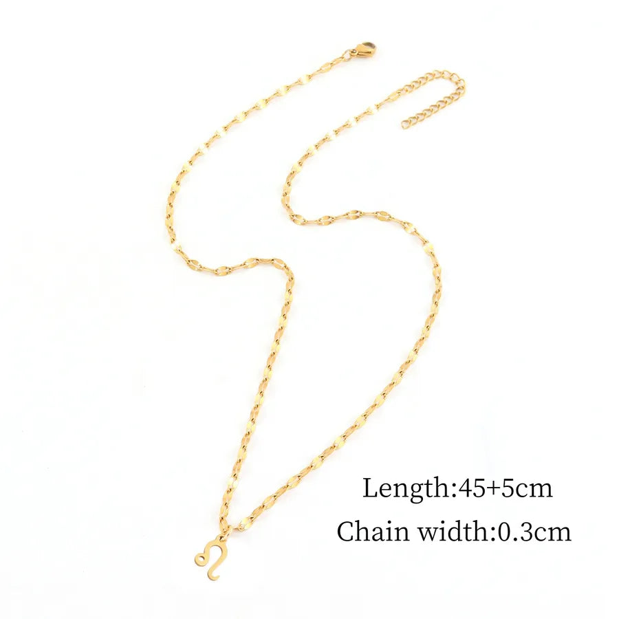 18K Gold Zodiac Pendant Necklace for Women Gold Leo