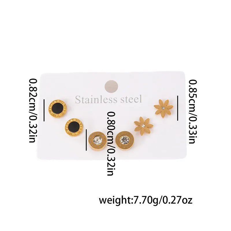 Titanium Steel Heart Earrings for Women Flower Zircon Earrings 0941