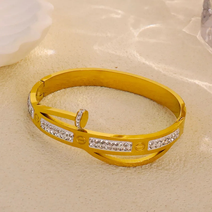 18K Gold Plated Star & Snake Stainless Steel Bracelet Average Size Gold 369