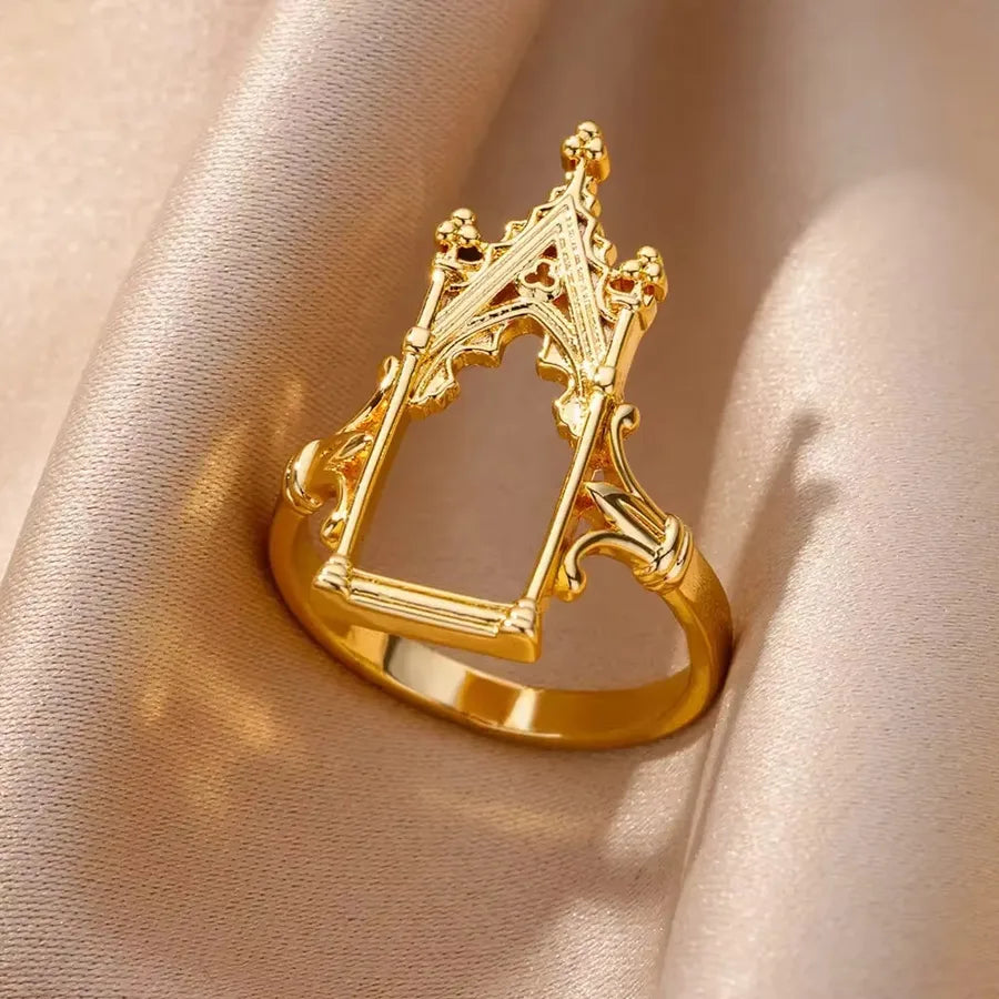 18K Gold Plated Geometric Heart Ring for Women