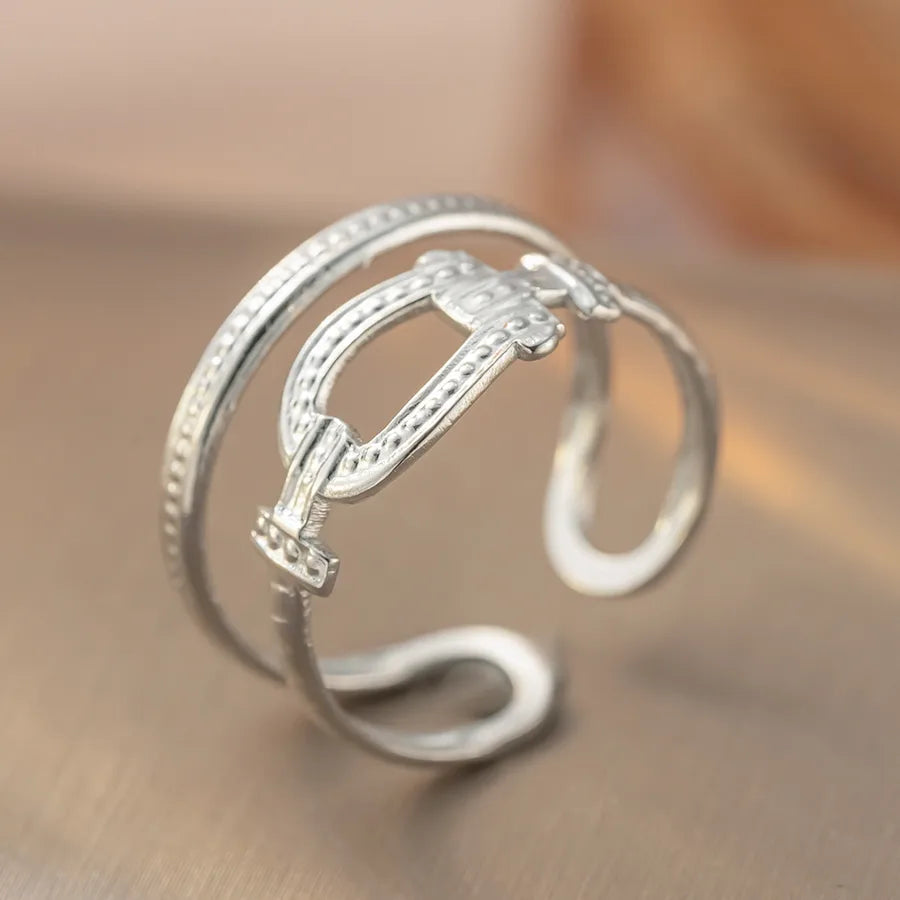 Titanium Steel Geometric Open Ring K398 Steel Color Ring Open