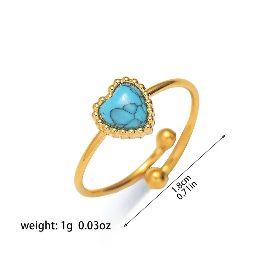 Women's Heart-Shaped Green Turquoise Ring J0459